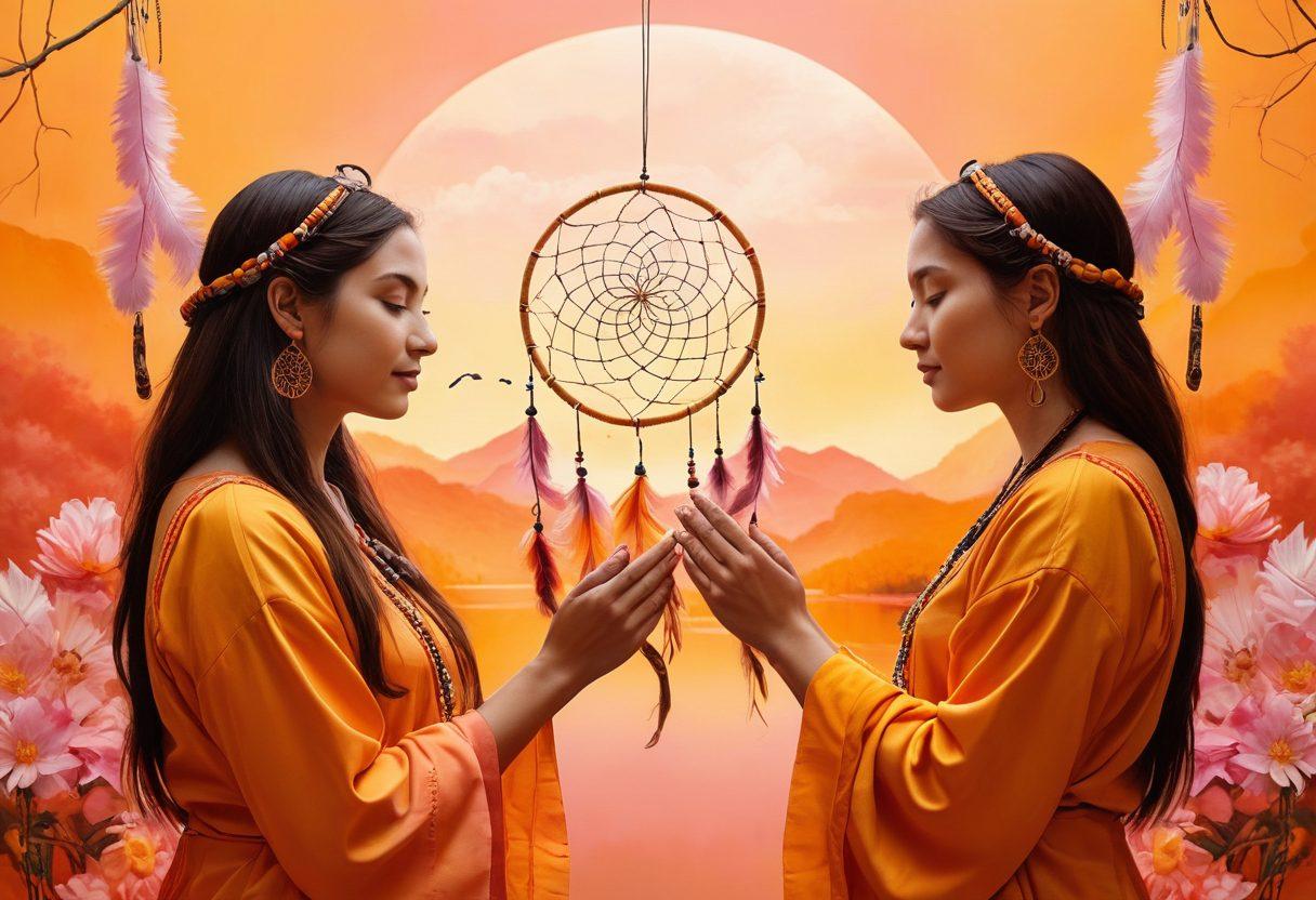 A serene scene depicting two diverse individuals engaged in a respectful conversation, surrounded by symbols of trust and consent like open hands and hearts. The background features soft, warm colors representing safety and authenticity, with elements of alternative lifestyles subtly integrated, such as colorful dream catchers and artistic designs. Include gentle, flowing lines to signify harmony and connection. super-realistic. vibrant colors. peaceful ambiance.